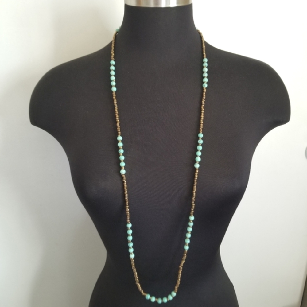 Copper Turquoise Bead Necklace